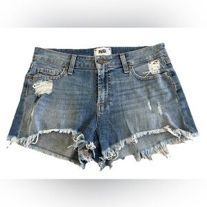 PAIGE DENIM DARYN Denim Distressed Cut Offs Jean Shorts Size 28  Inseam: 2.5”